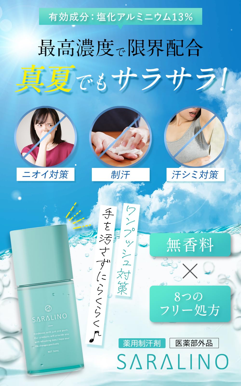 Amazon.co.jp: 【止まらない脇汗に】サラリノ 制汗剤 手汗止め 制汗剤