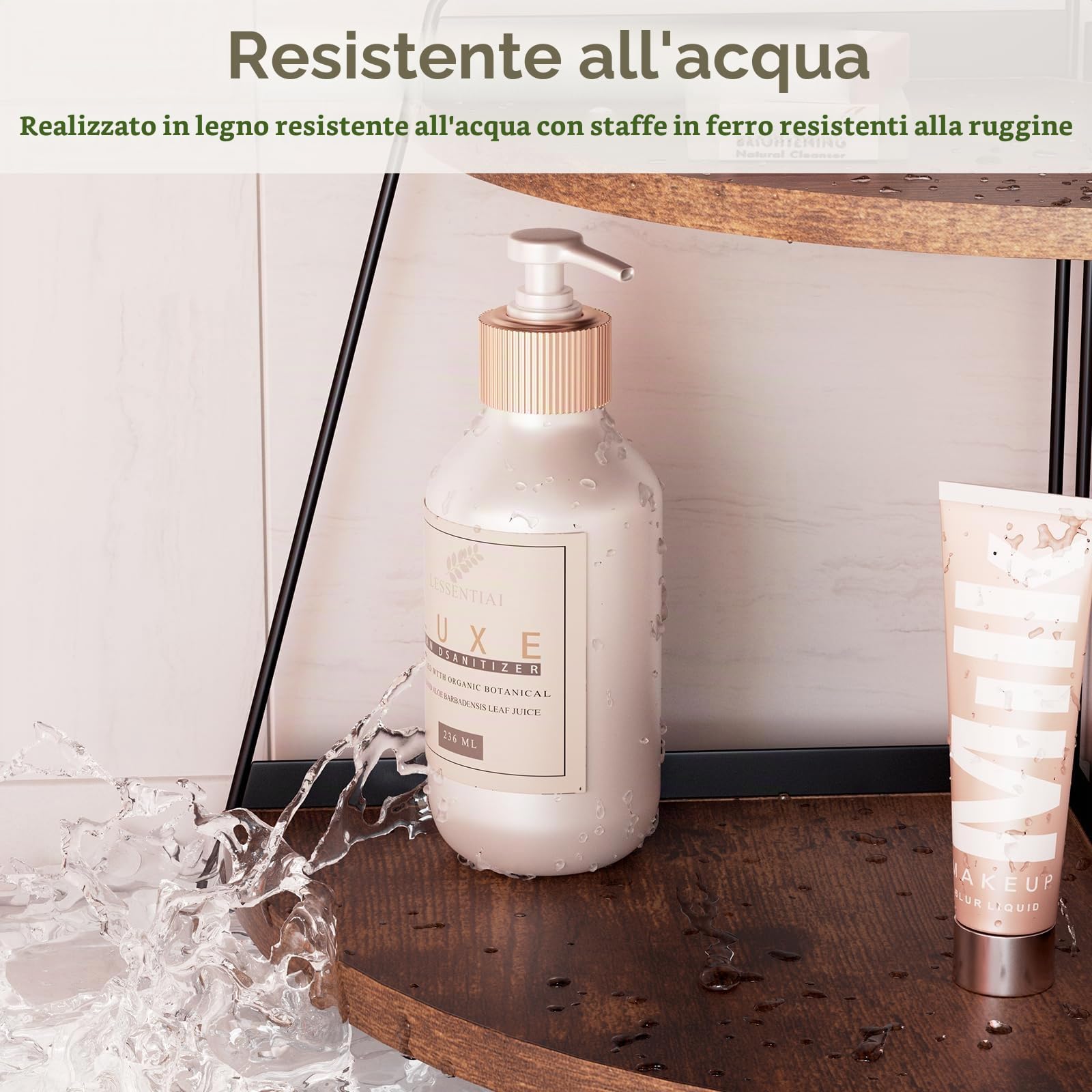 Puricon Organizer Bagno a 2 livelli in Legno, Organizer Porta Trucchi Dkincare Creme Profumi -Marrone 2Pezzi