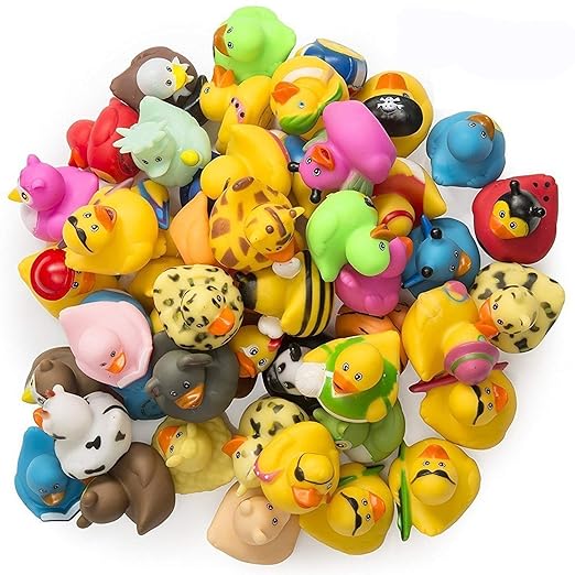 Kicko 2 inches Assorted Rubber Ducks in Bulk 50 Pack