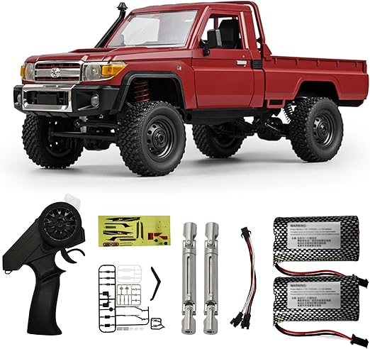 Skymaker MN82 RC Crawler 1/12 RC Truck 4x4 Toyota LC79 Remote Control Car 2.4GHz Off Road RC Car with Metal Drive Shaft & Two 1500mAh Battery RTR Vehicle for RC Hobby Adult Red