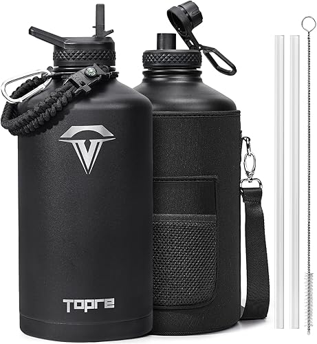 Miniatura 34 de Botella de agua aislada de 32 onzas, botella de agua de acero inoxidable con aislamiento al vacío, sin BPA y a prueba de fugas - con asa de