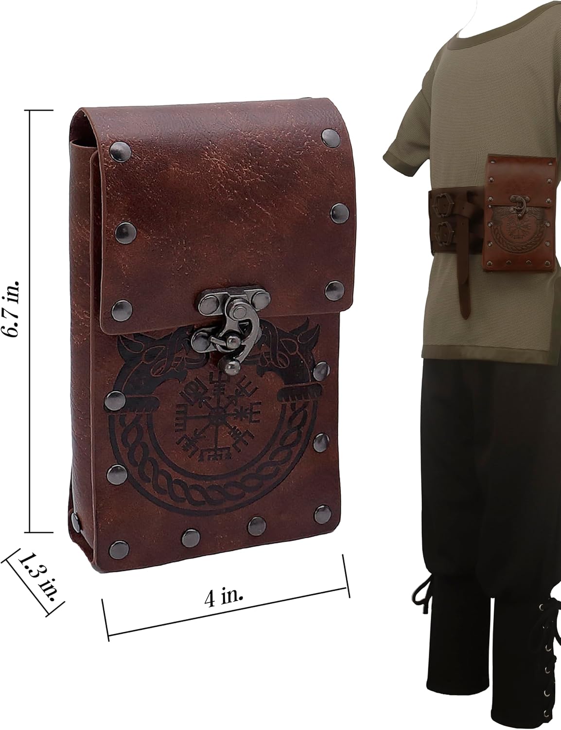 Kids Medieval Peasant Costumes Boys Renaissance Viking Cosplay Sets with Belt Pouch for Halloween 4-12years - Image 6