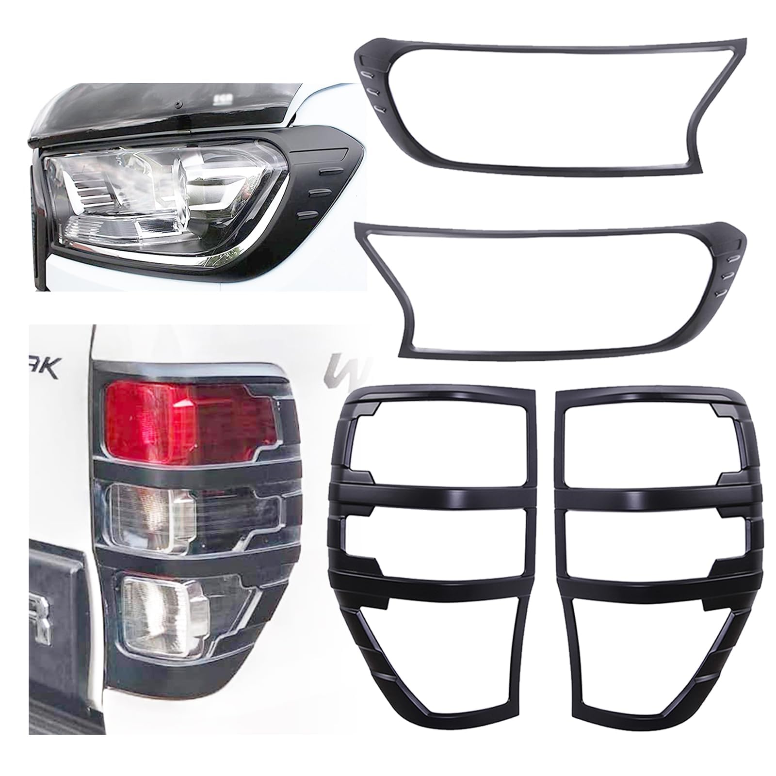 Protector de luz para accesorios Ford Ranger, Wildtrak Raptor Thunder 2015-2022 XL XLT Limited Stormtrak Wolftrak T7 T8 protector de luz trasera delantera y trasera, 4 unidades