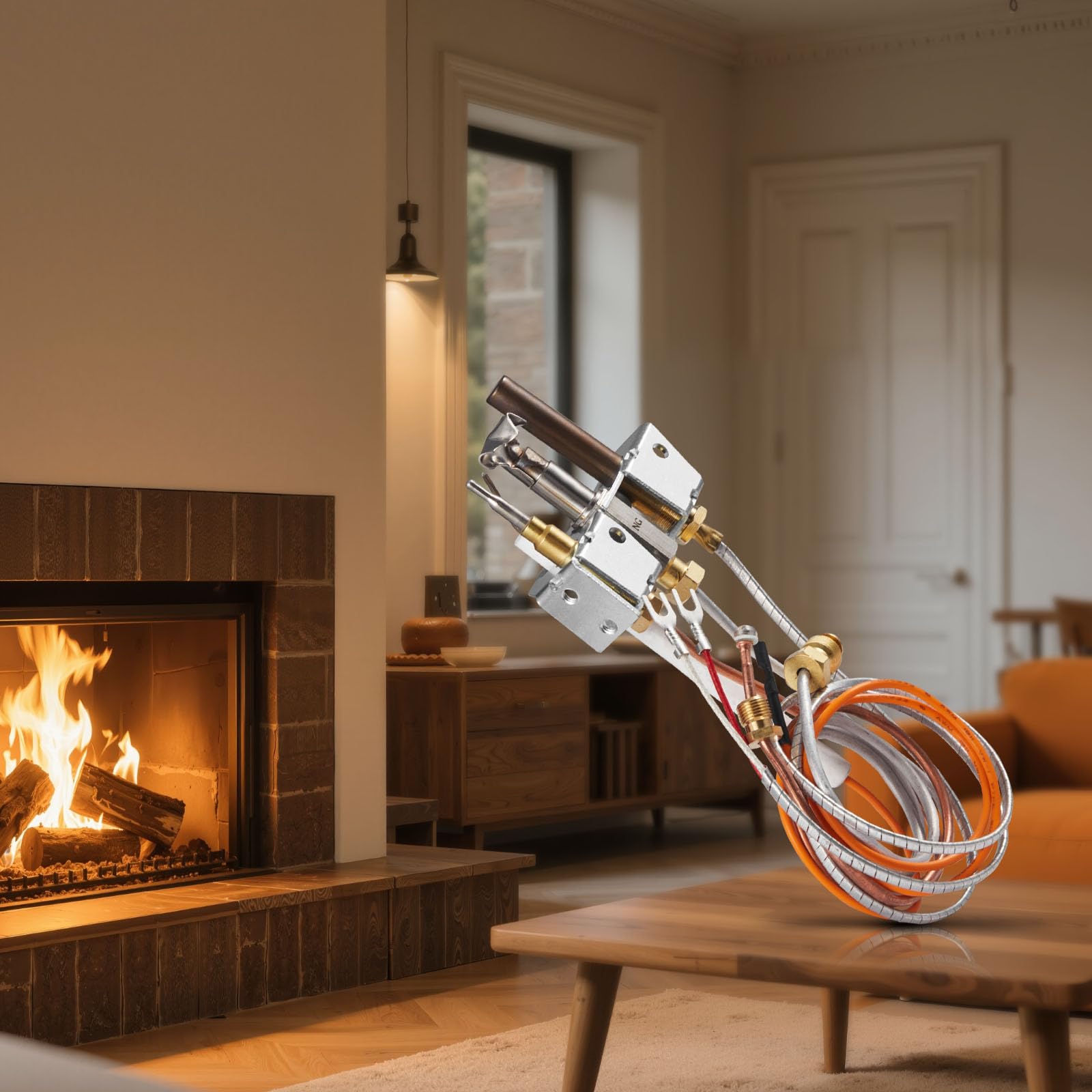 VEVOR Gruppo Pilota a Gas, OE 4021-732, per Camino 25660, Ricambio per Accensione a Gas Naturale con Tubo Pilota, Termocoppia, Termopila, Cavi, Compatibile con i Modelli Heatilator