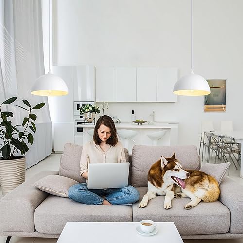 Miniatura 18 de Lámpara Colgante Industrial Electrochapada en Oro de 11.8 pulgadas, Paquete de 2, Lámparas Colgantes de Metal para Isla de Cocina, Lámpara Colgante