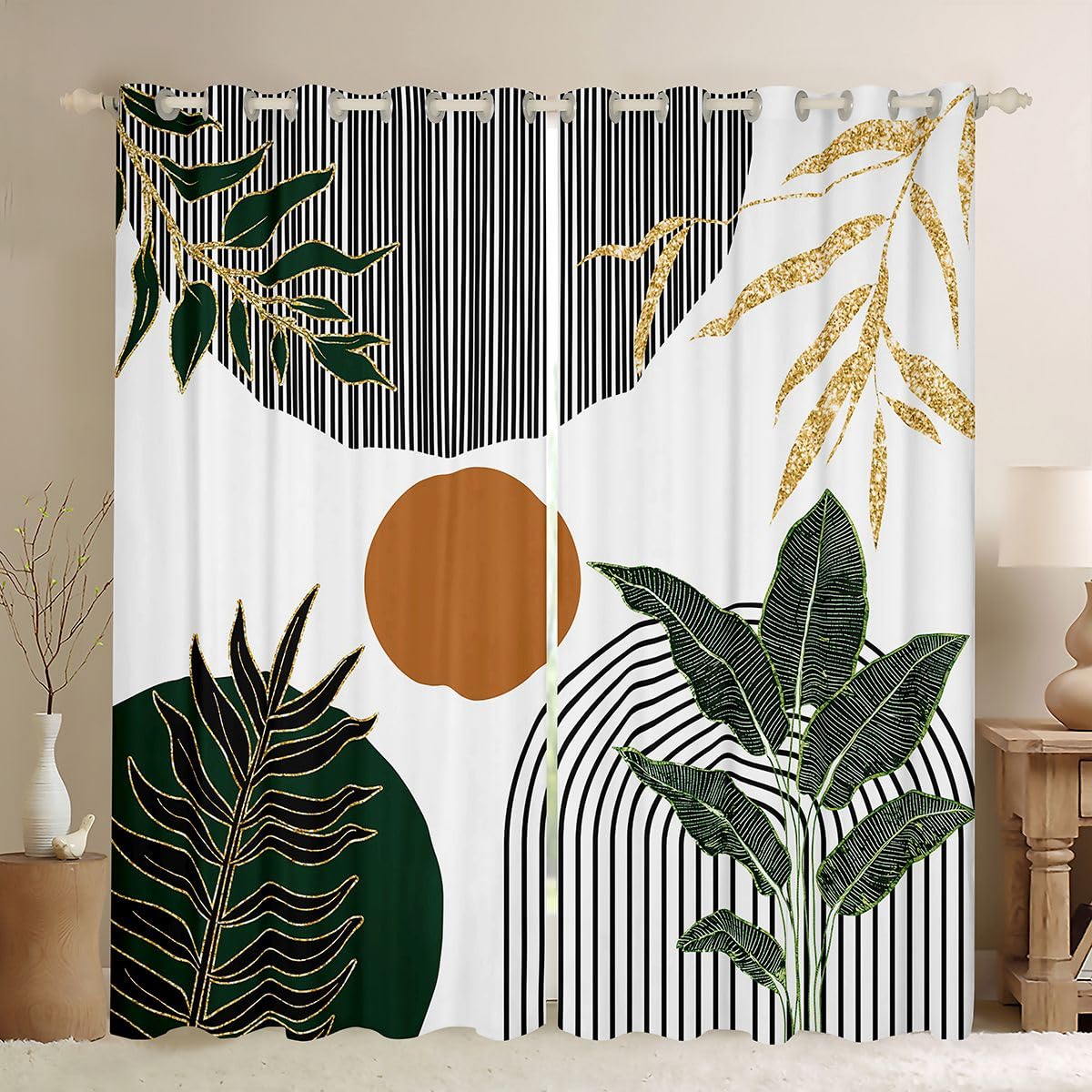 Homewish Lot de 2 Rideau Occultant 140x245cm Boho Milieu du Siècle