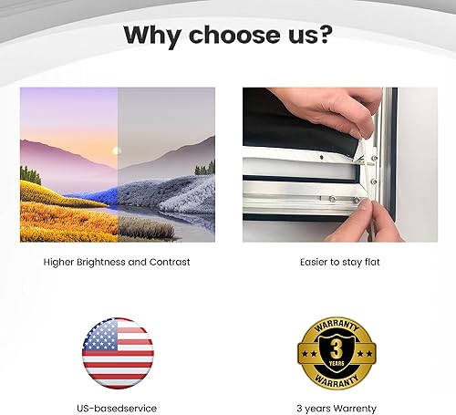 Miniatura 6 de Pantalla de proyector de marco fijo - 2.6 veces mayor y 30% ALR - Pantalla blanca montada en pared interior para cine en casa, sala de estar, patio,