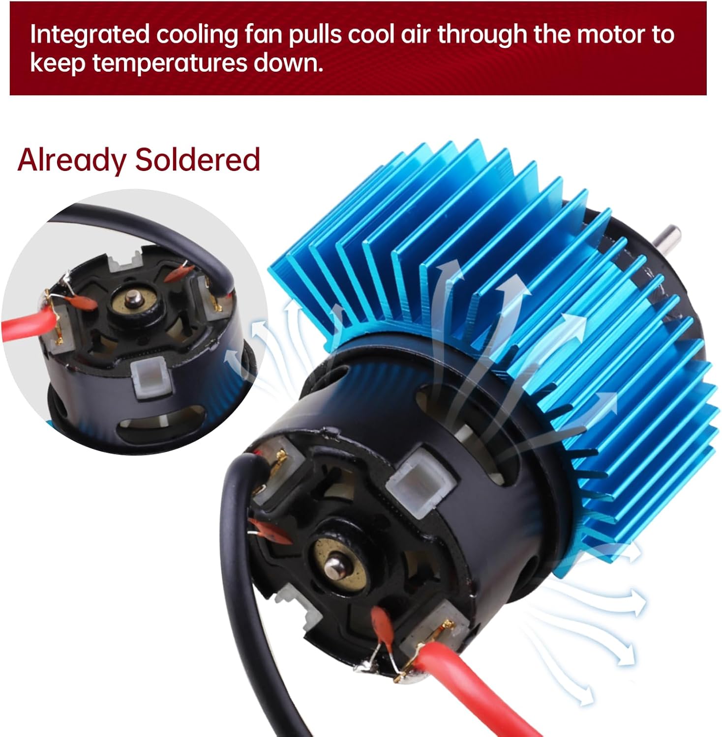 HobbyPark 35T Motor 550 Brushed Electric Engine w/Heatsink for 1/10 RC Crawler Cars Traxxas TRX4 TRX6 Axial SCX10 Redcat Gen7 Gen8 RC4WD