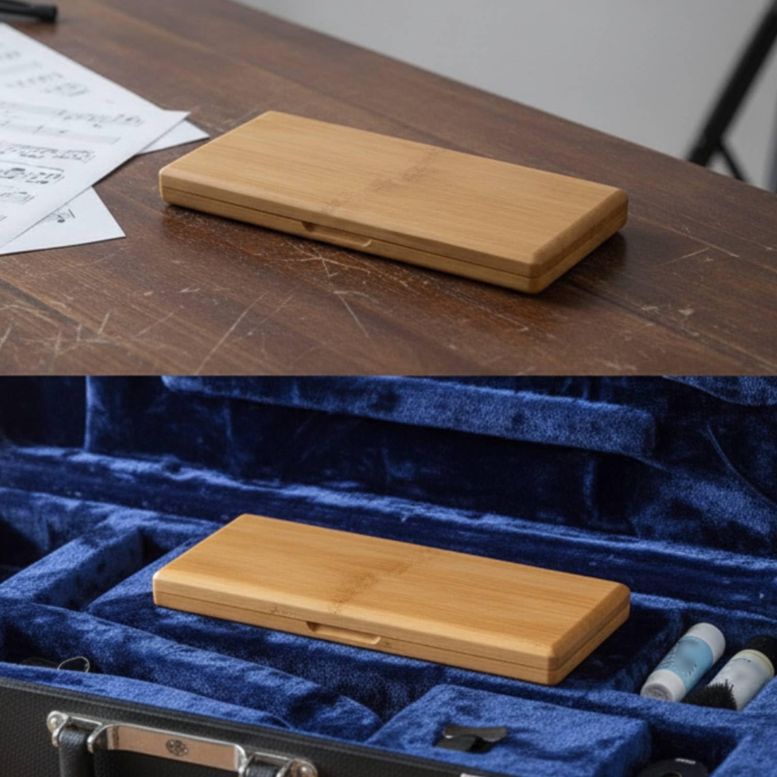 Harilla Coffret Anches Bois pour Instruments à Vent Saxophone Flûte Rangement Sécurisé Étui Accessoires Bambou Flanelle Léger Glissière Poche Artiste