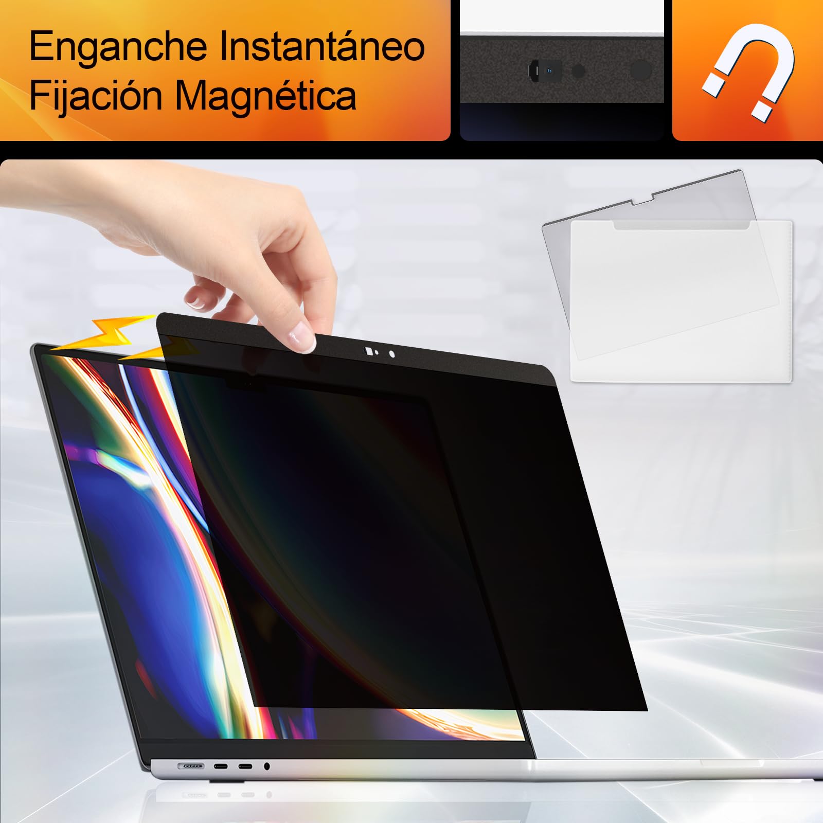 Magnético Filtro de Privacidad Compatible con MacBook Pro 13 Pulgadas (2016-2021, M1 M2), Filtros de Pantalla MacBook Air 13 Pulgadas(2018-2020 M1), Privacy de Protector Pantalla con Cámara Privacidad
