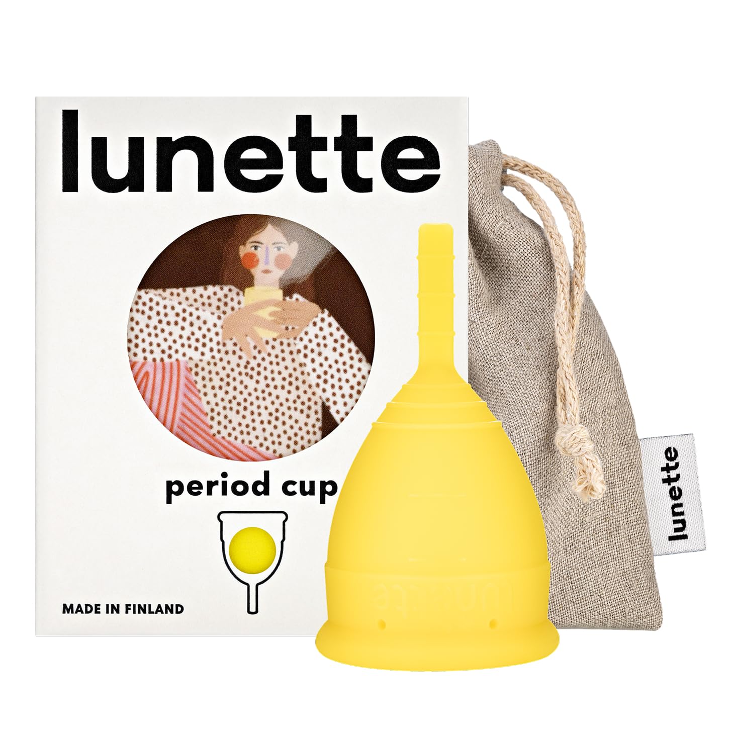 Lunette Menstrual Cup – Best Reusable Period Cup – Wear for 12 Hours and Reuse up to 10 Years, Yellow Size 1 for Light to Moderate Flow