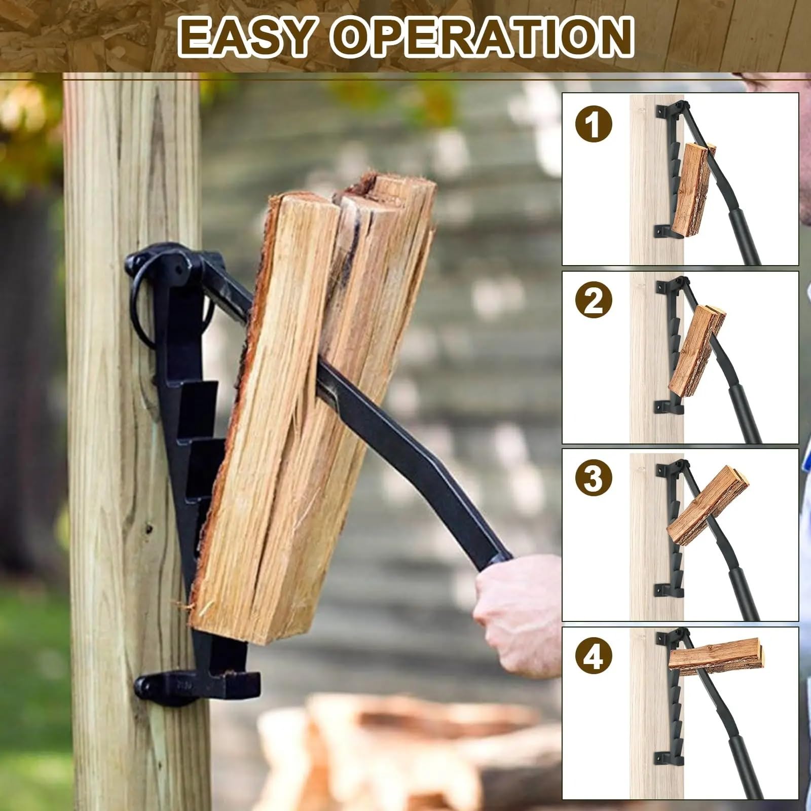 Fendeur de bûches manuel, fendeuse portable pour bois de chauffage, coupe-bois à main, outil de fendage robuste pour la maison et le camping en plein air