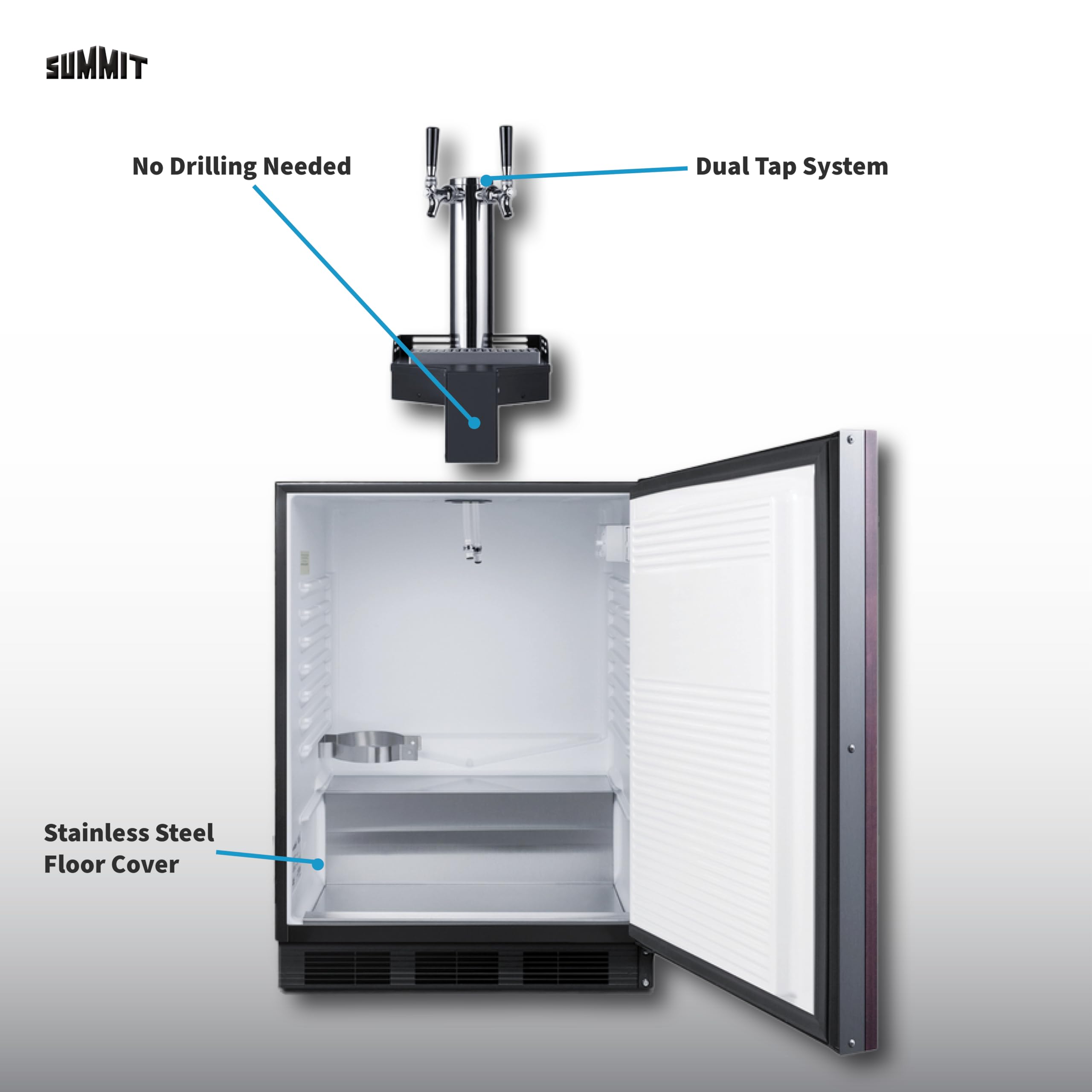Summit 24" Cold Brew Kegerator, Floating Tap, No Drill Coffee Dispenser, ADA-Compliant, Panel Ready*- Sbc7brsfltwcfadalhd (Left Handed Door Swing) *Panel Is Not Included on Fridge.com - View 4
