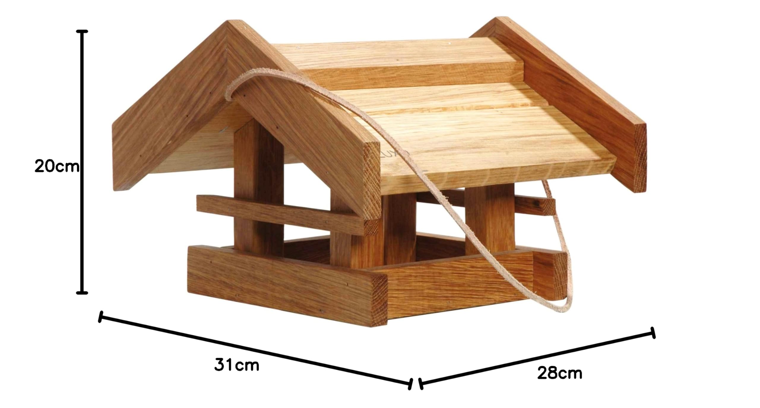 Luxus-Vogelhaus, casetta per uccelli, in legno di quercia oliato, con cordino per appenderla in giardino