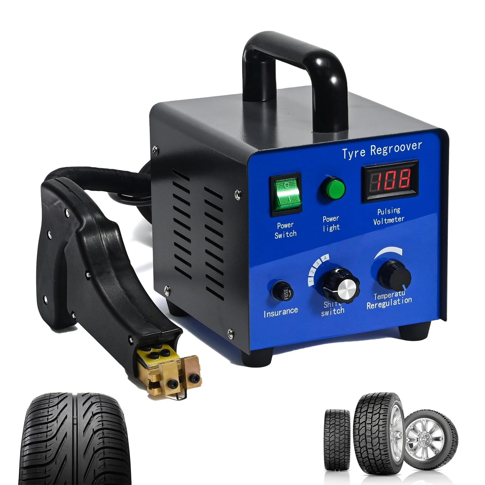 Jybnbbe 450W Tire Grooving Tool With 10 Blades, Voltage Display, 600℃ Max Temp, 4 Gear Adjustment, Rubber Carving Tool For Auto Repair