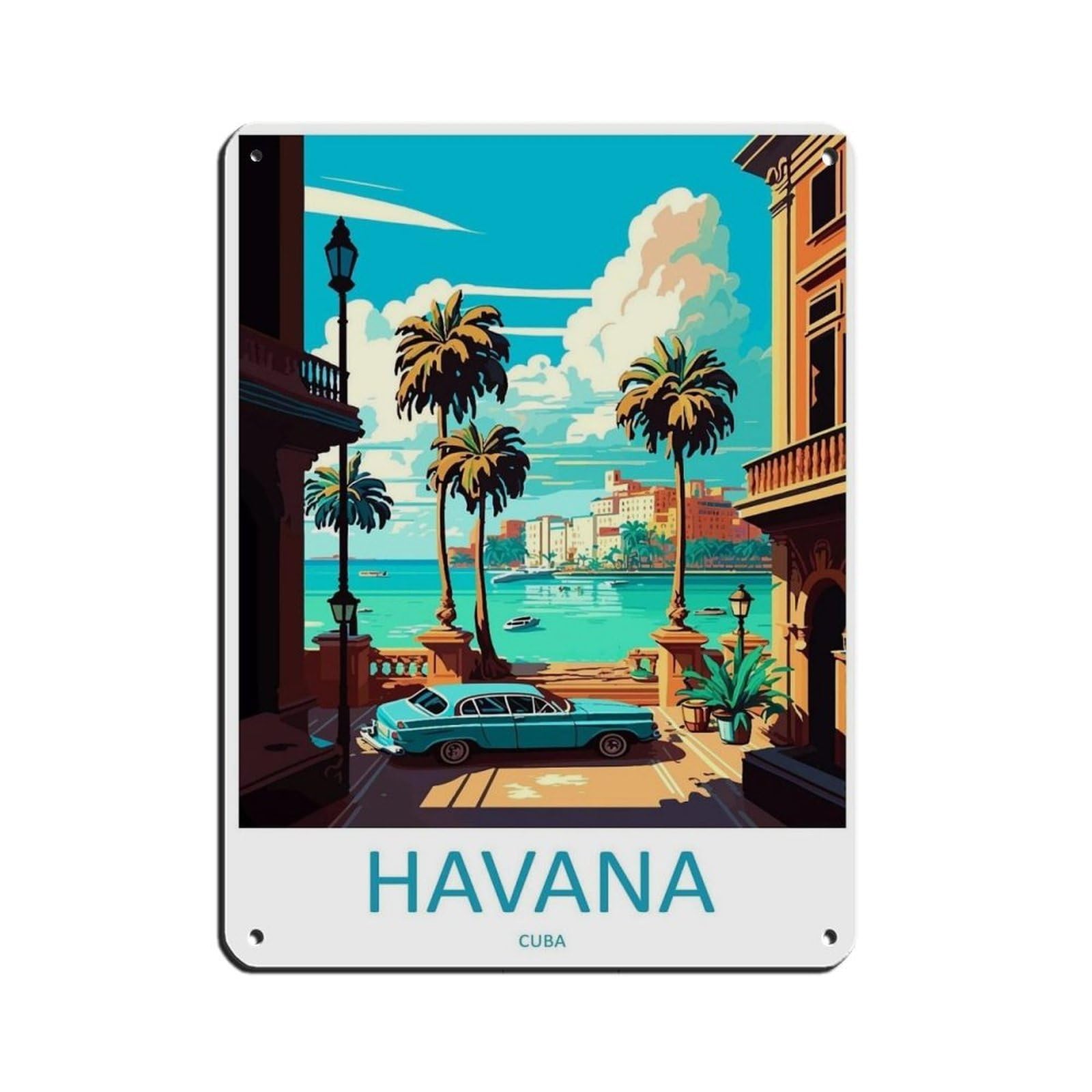 Havana Travel Art Caribbean Travel (34) Tin Sign Vintage Metal Pub Club Cafe Bar Home Wall Art Decoration Poster Retro 12x16inch(30x40cm)