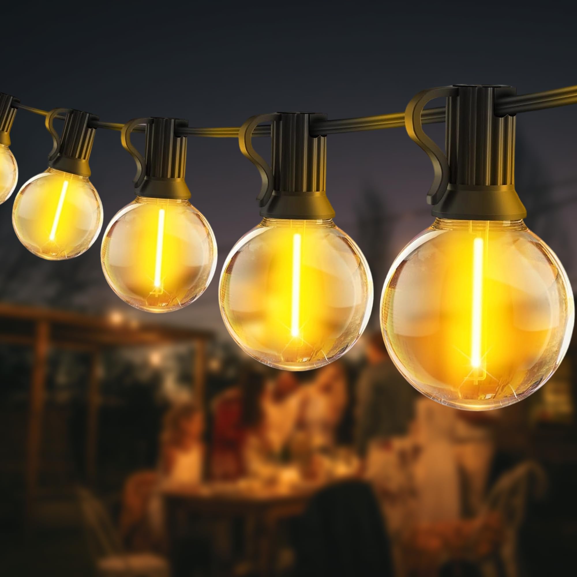 FTL Lichterkette Außen LED Outdoor Strom 6M 20FT Aussen Beleuchtung mit 7+1 G40 ABS Glühbirnen Warmweiß E12 Fassung Wetterfest für Balkon Garten Glühbirnen Pavillon Lichterketten Lights