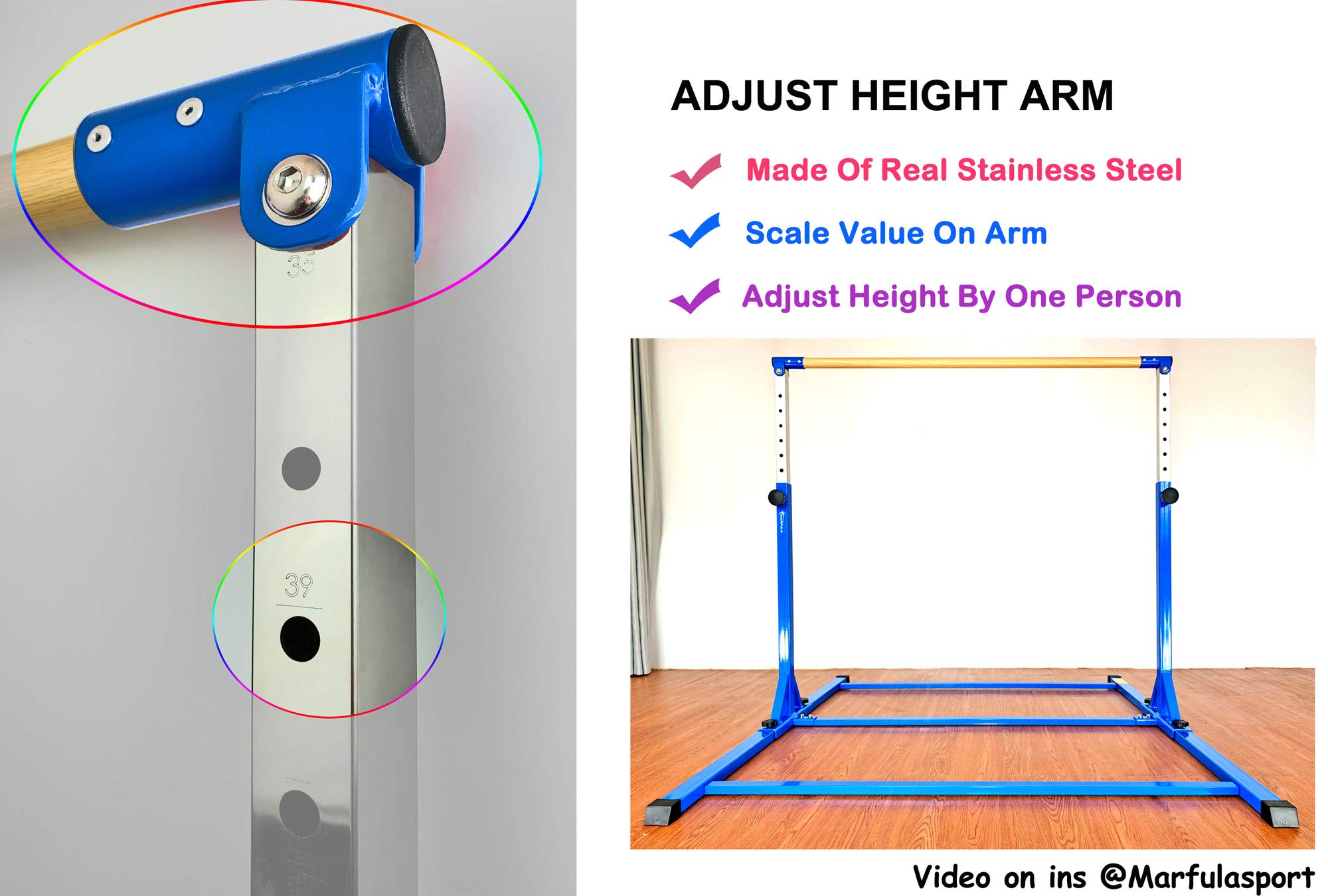 Buy MARFULA Adjustable Gymnastics Bar with Mat 6 Ft Kip Bar with Mat