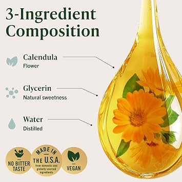 HERBAMAMA Calendula Tincture - Vegan Detox Support & Lymphatic Drainage with Calendula Herb Extract Drops - Non-GMO, Alcohol & Sugar-Free Liquid Supplement, 84-Day Supply