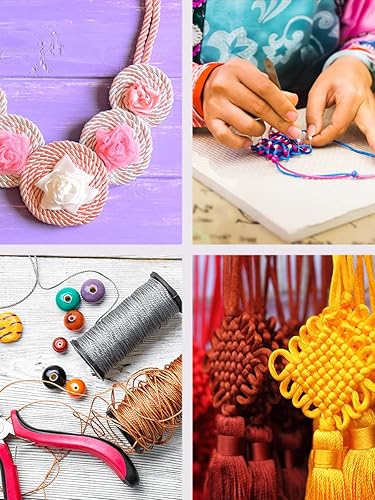 Miniatura 6 de Mandala Crafts Cordón de nailon satinado  Cordón de nailon de 0.020 in para hacer joyas  328 yardas de cuerda trenzada de nailon satinado cuerda de