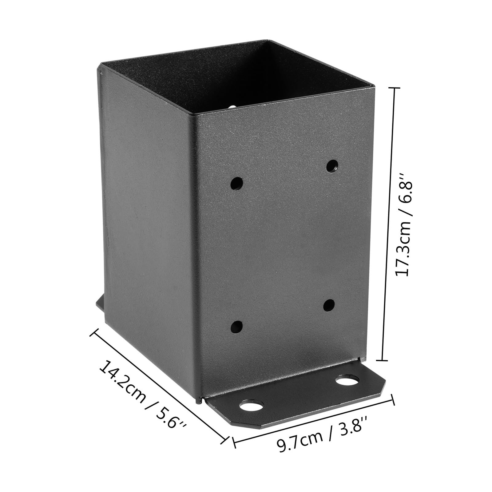 Montaje de base poste cerca 3,6 ×, pulgadas 5 10 piezas Anclaje cubierta hormigón Recubierto polvo 2, libras con 26 tornillos autorroscantes Herramientas de jardín(Black 10pcs)