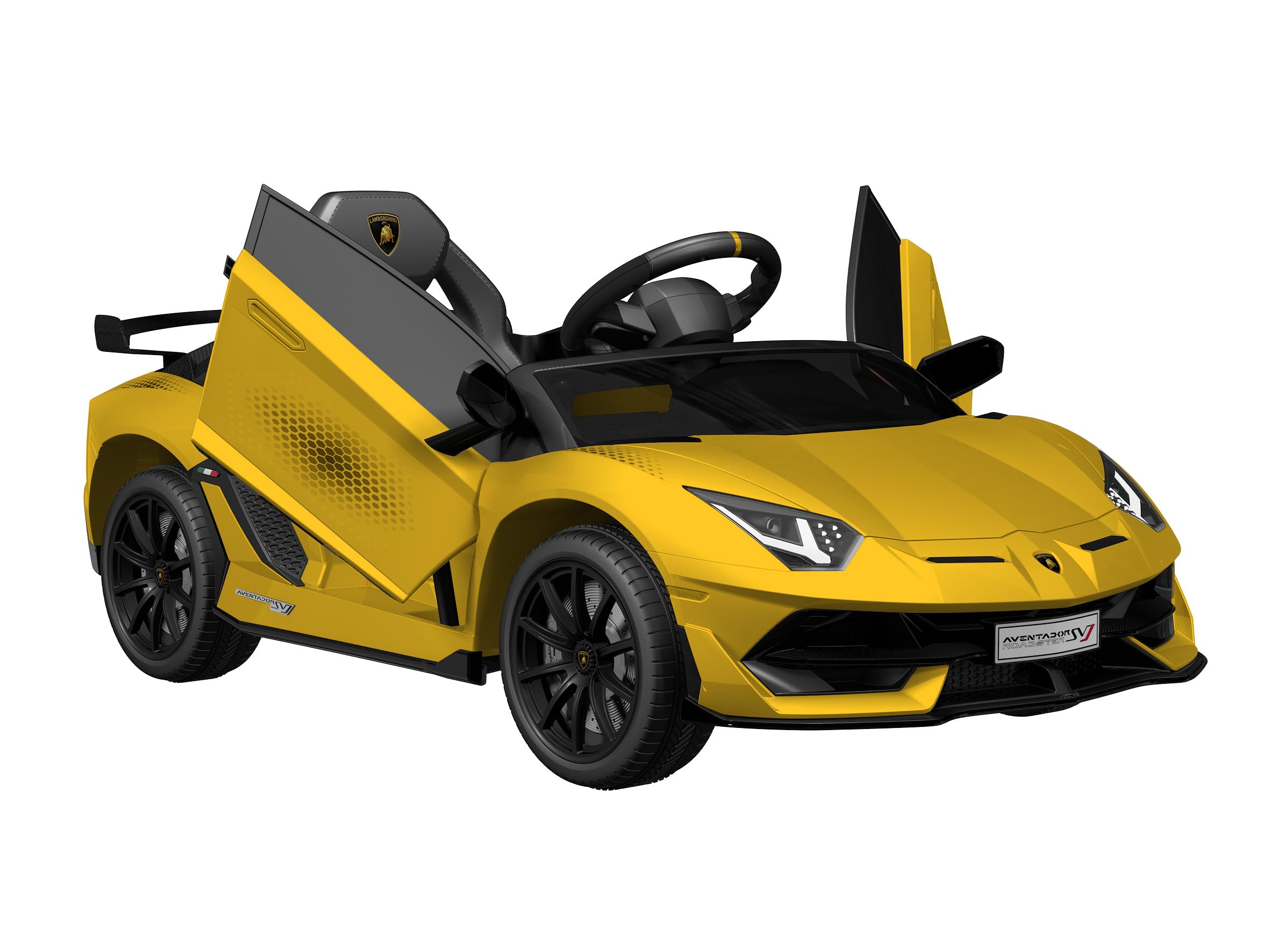 Baroni Toys Lamborghini Baby Car Elettrica 6V con Telecomando Genitori, Suoni, MP3, Retromarcia, Auto per Bambini 1-4 Anni, 100x60x50 cm Gialla