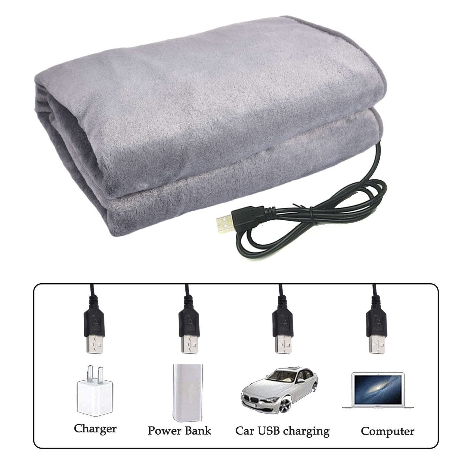 Manta calefactora eléctrica USB con 3 configuraciones de calor Manta calefactora con función de sincronización Chal calefactable Mantón calefactor de fibra de carbono Manta eléctrica lavable a máquina