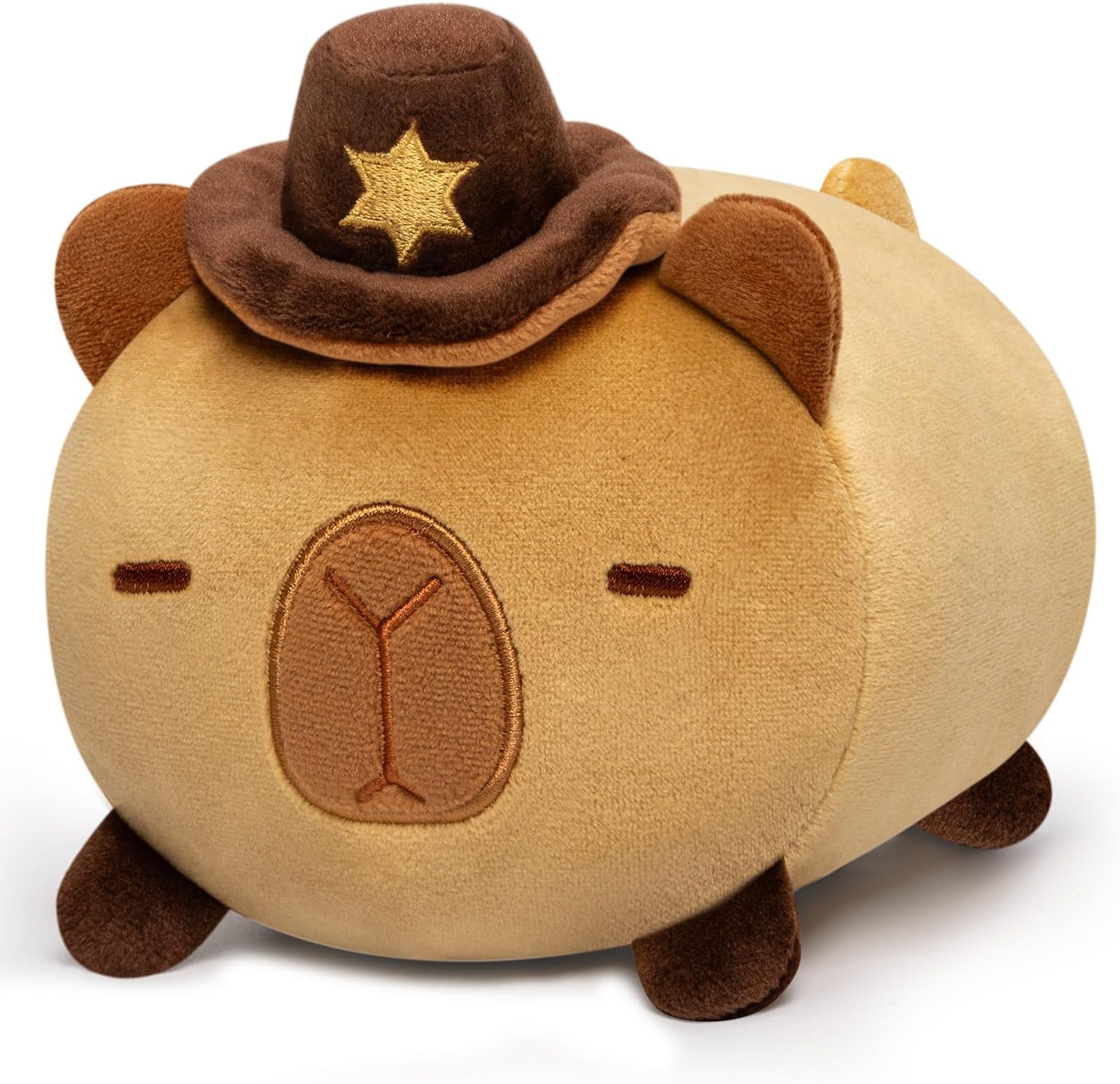 Mewaii8'' Soft Capybara with Cowboys Hat Plush Pillow – Adorable Cuddle Plush Toy, Squishy Stuffed Animal for Kids, Adults, and Plushie Lovers, Perfect for Hugging and Relaxing