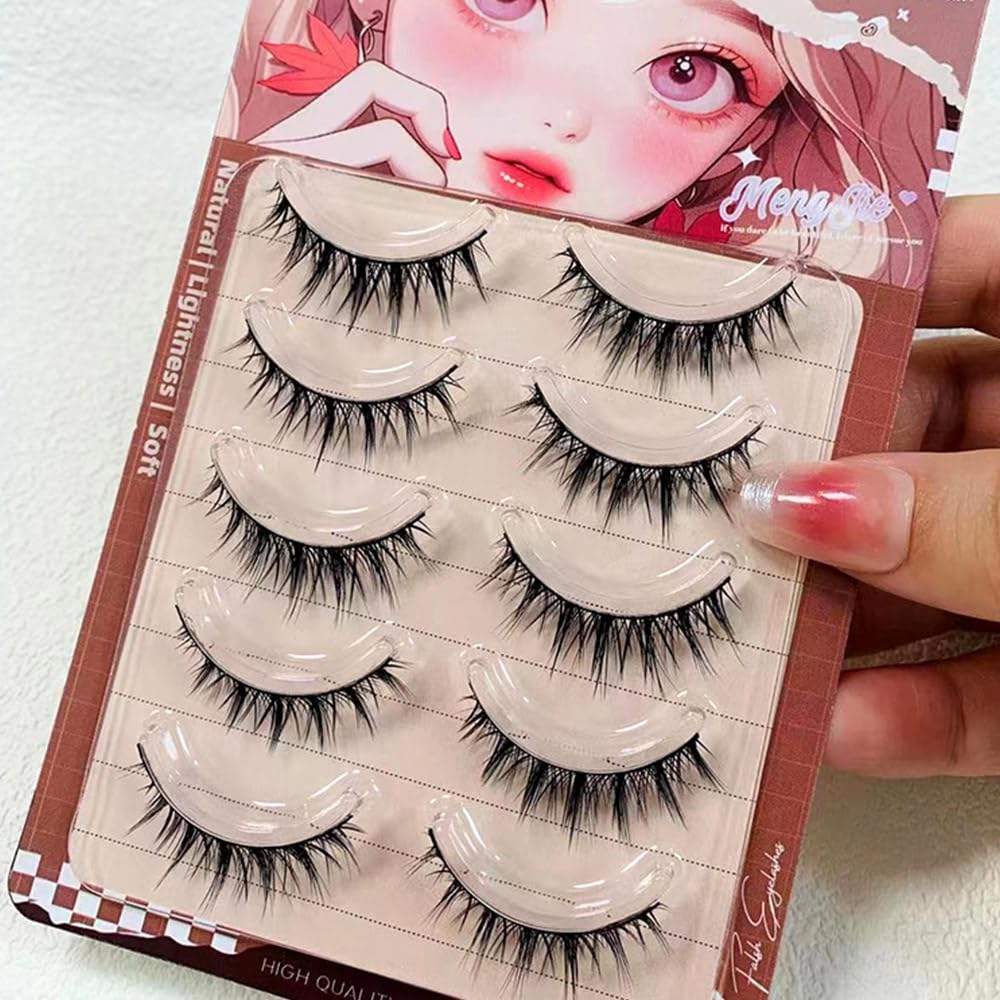 Amazon | MENG JIE SHANG PIN つけまつげ ナチュラル 5ペア 人気 黒軸