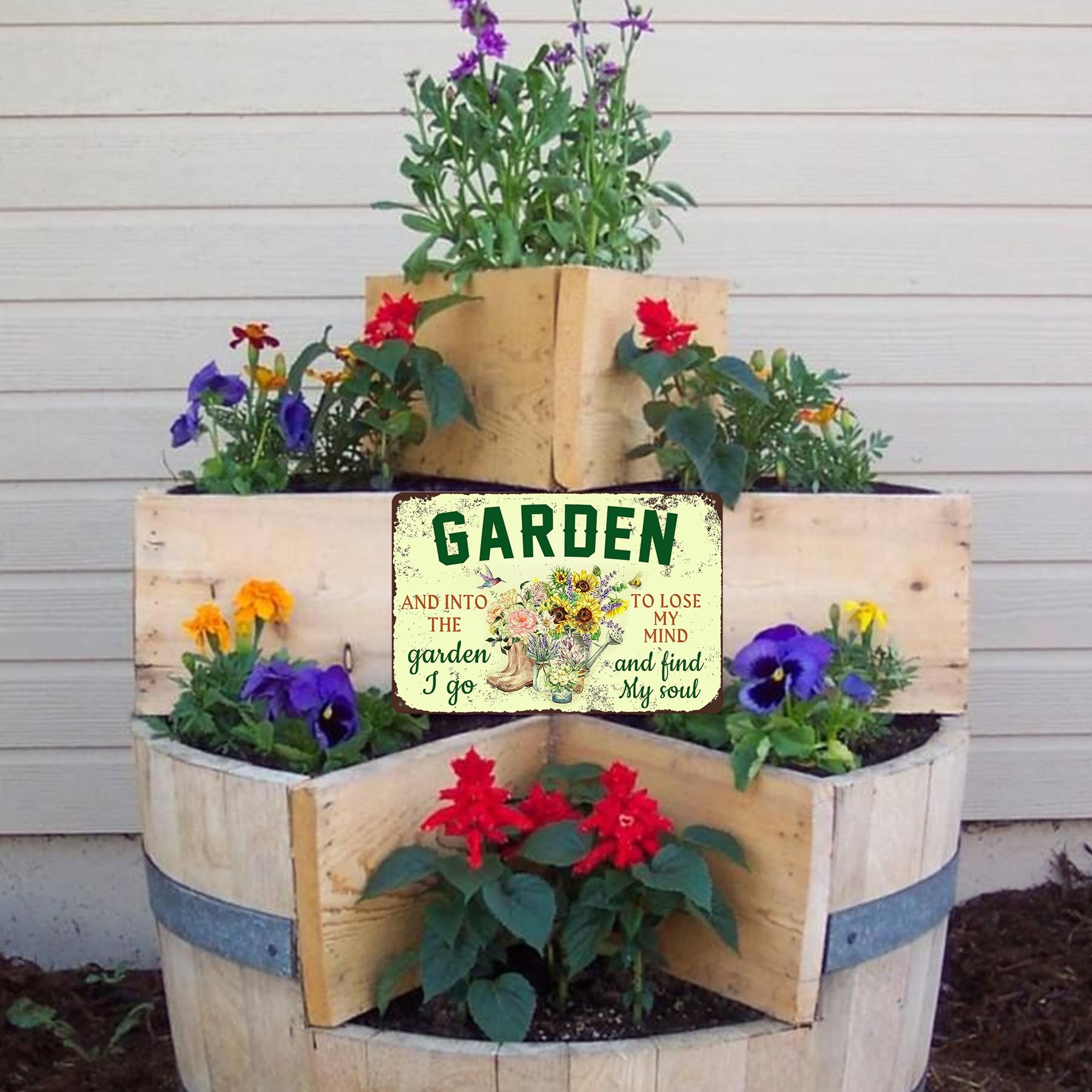Carteles metálicos para jardín, 20 x 30 cm, placas rústicas para exteriores, juego de 5 (multicolor)