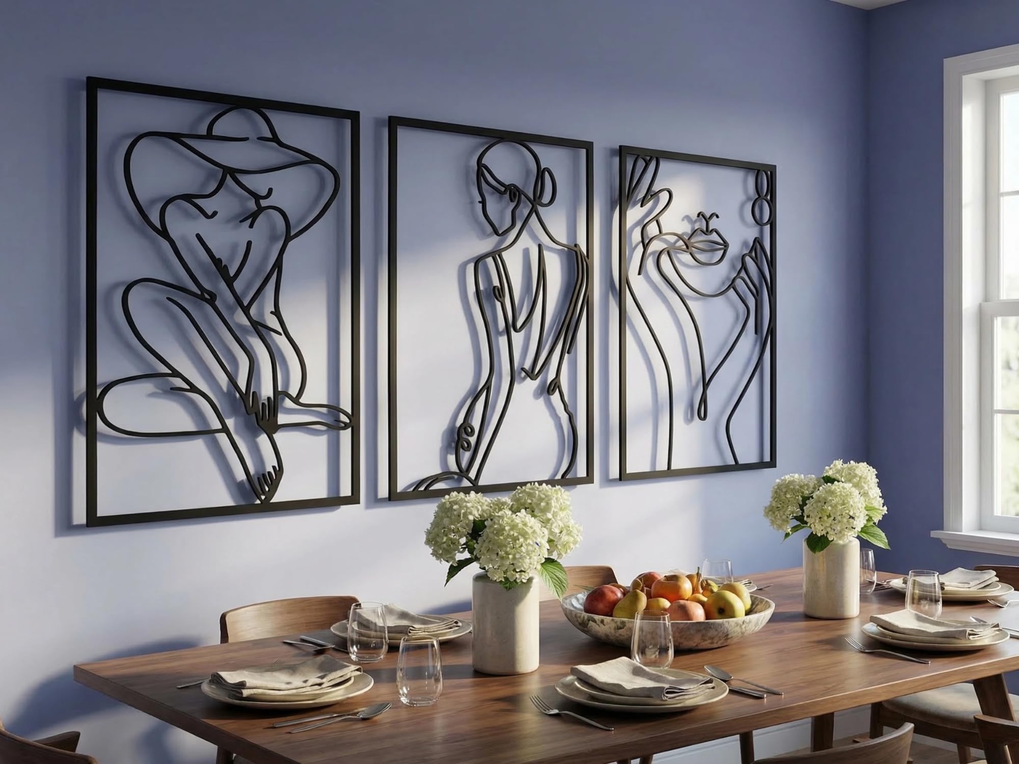 Vailla Art Sensuel Décoration Murale Bois 3D – Triptyque Mural Salon Bureau
