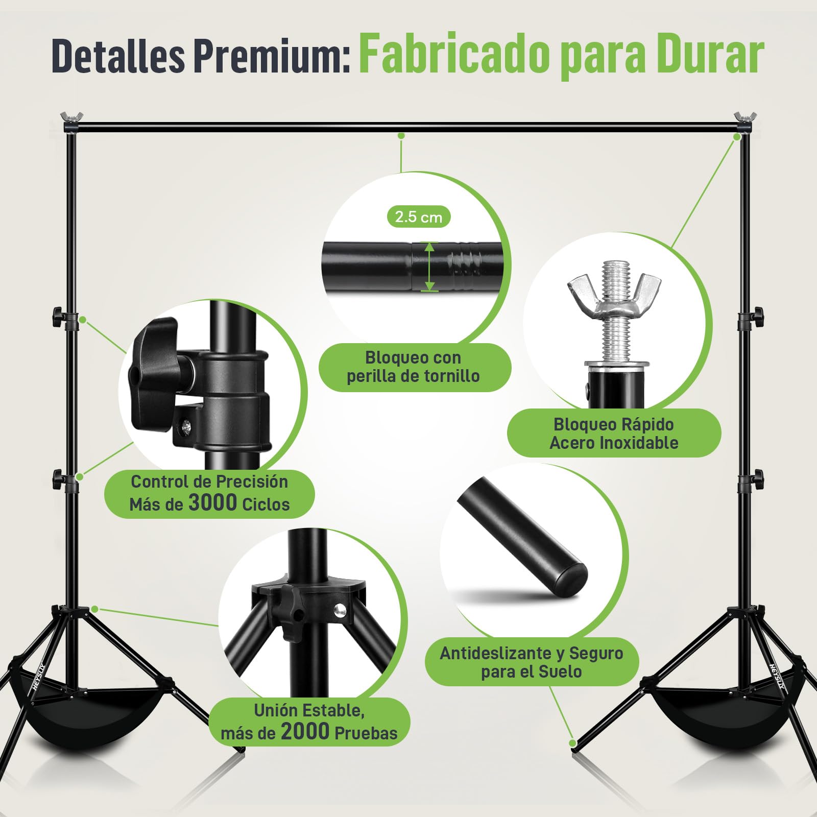 Soporte Fondo Fotográfico 3x2m – Kit Trípode Ajustable con Bolsa, Estructura Resistente para Photocall, Streaming, Croma, Bodas y Decoración de Fiestas