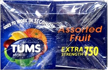 TUMS Extra 750 Assorted Fruit Flavors 12 Rolls (Assorted Fruit)