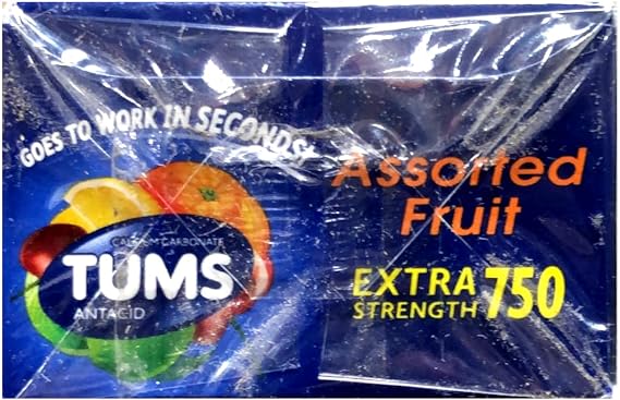 TUMS Extra 750 Assorted Fruit Flavors 12 Rolls (Assorted Fruit)