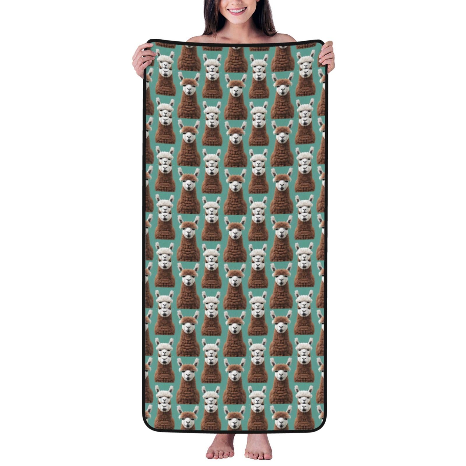 JBJGKHLP Alpaca Llama Print Women Men Couples Coral Velvet Bath Towel Ultra-Soft For Home Bathroom Travel