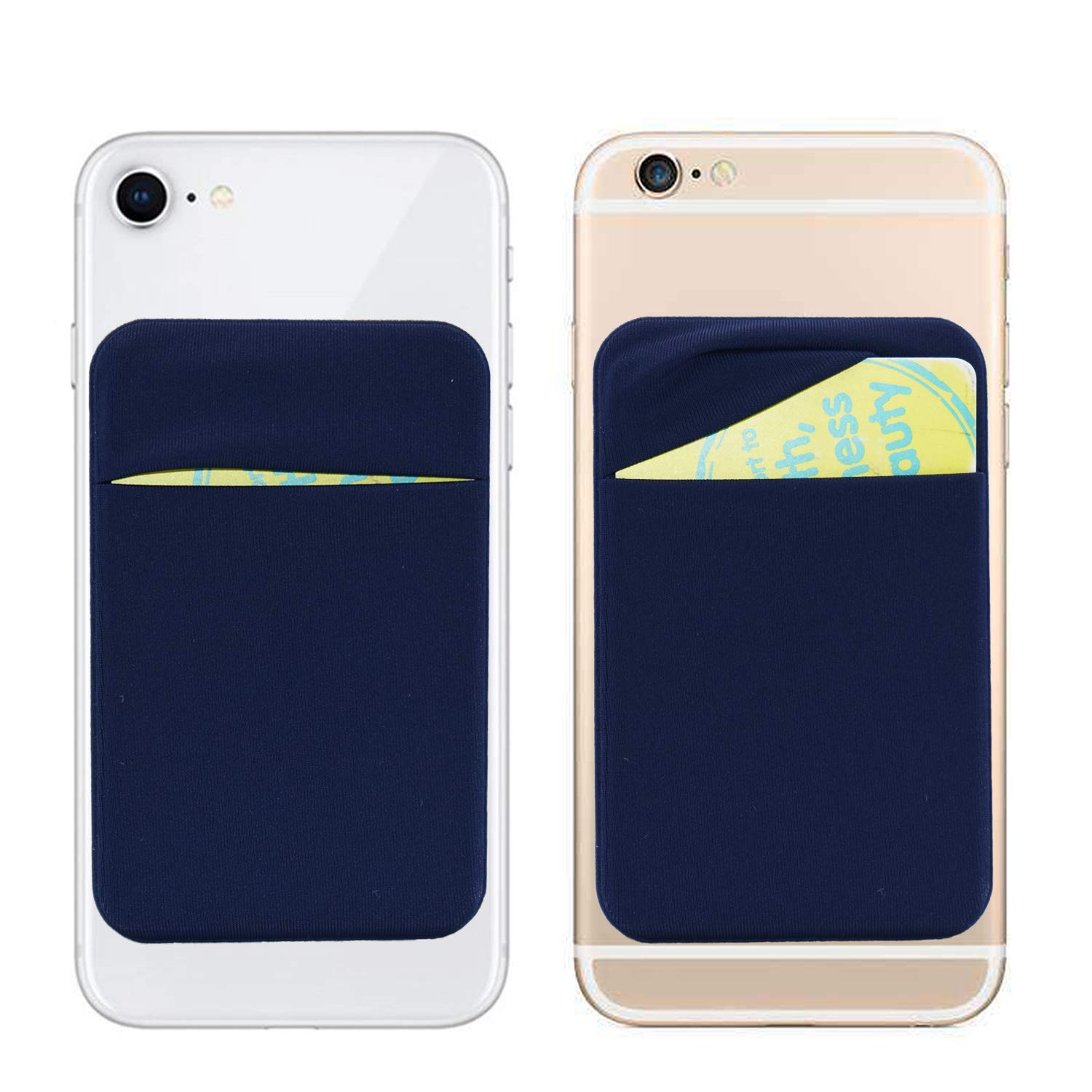 Arlgseln Neoprene Cell Phone Card Holder 6 Cards Adhesive Mini Secure Wallet ID Credit Card Pocket Purse stick on Smartphone for iPhone 16/15/SE, Galaxy S24/S23/A75/A55/A14/Note 22 Ultra (Navy Blue)