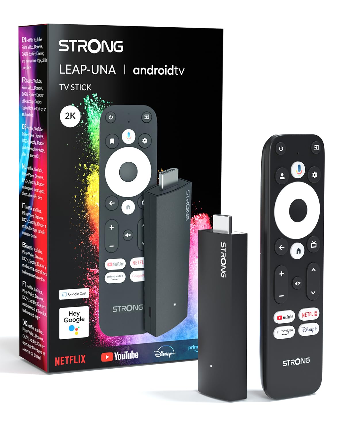 STRONG Leap-UNA Stick De Streaming Android TV, Wi-Fi, Chromecast Integrado, TV Box Android 11, Asistente De Google, HDR10+, Dolby Audio Y Dolby Vision, Google Play, Netflix, Youtube