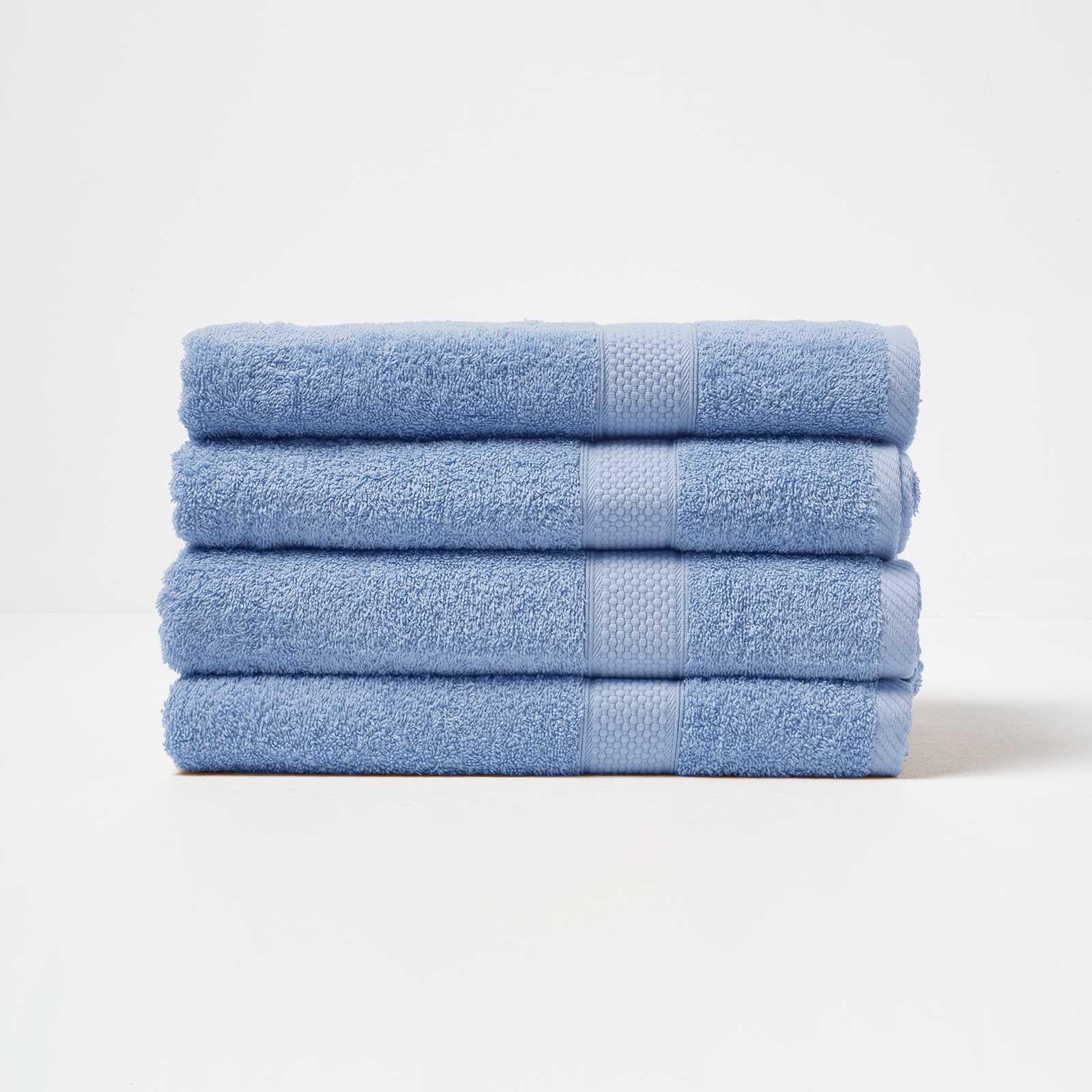 HOMESCAPES Light Blue Turkish Cotton Set of 4 Bath Towels Super Soft Thick & Absorbent 500 GSM Towel Heavy Weight for everyday Luxury