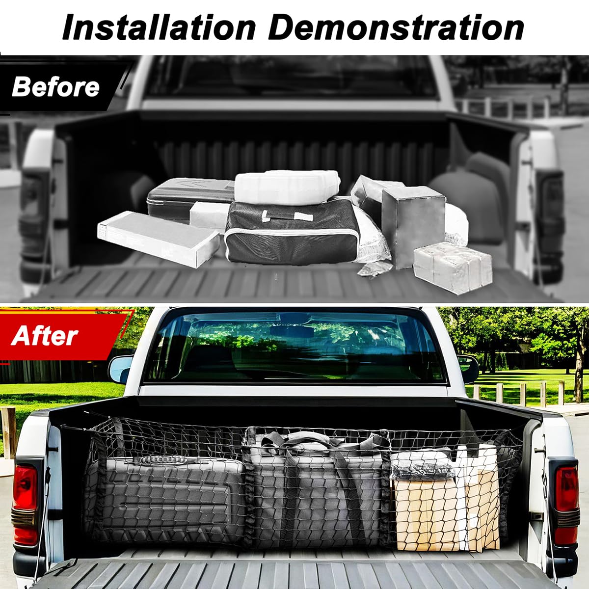 Rete per Bagagliaio di Camioncino per Chevrolet Silverado 1500, Rete Portaoggetti Auto, Rete Portabagagli per Auto Altamente Elastica, per Rimorchi Pick-Up SUV,B 150 * 50cm