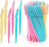 Vista 10 de 12 piezas de maquinilla de afeitar de cejas multiusos exfoliante Dermaplaning herramienta para cara, facial y modelador de cejas con cubierta