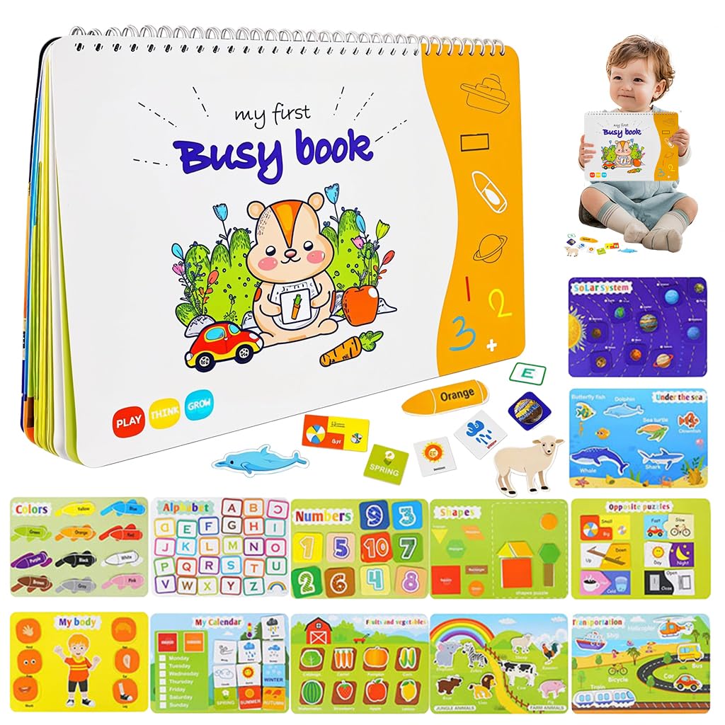 SNOWIE SOFT® Busy Binder Book for Toddlers 1-3, 12 Themes Design Early Educational Montessori Busy Board for Kids, Autism Sensory Toys, Activity Binder, Educational Toys for 3 Year Old