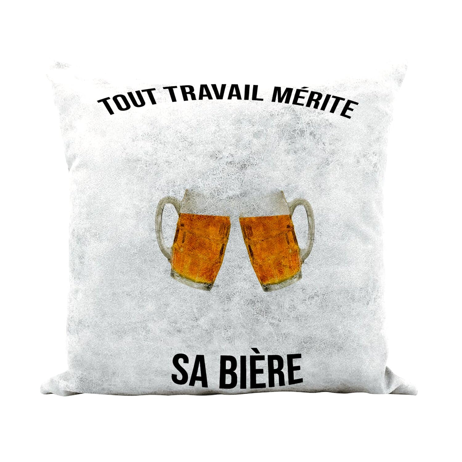 Coussin d'amitié et humour bière en similicuir blanc pour salon