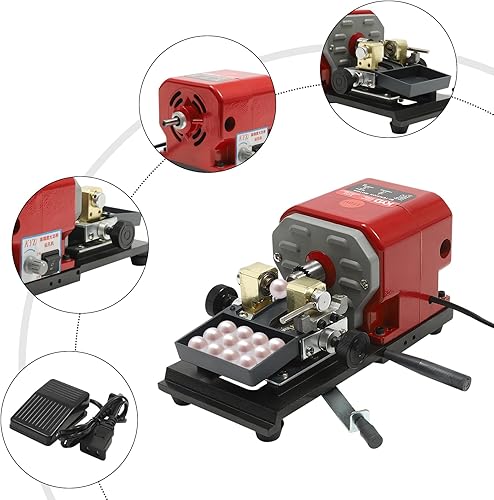 Miniatura 4 de WANLECY Perforadora de perlas de 680 W, perforadora de coral, máquina de perforación ámbar con caja de almacenamiento de velocidad ajustable para