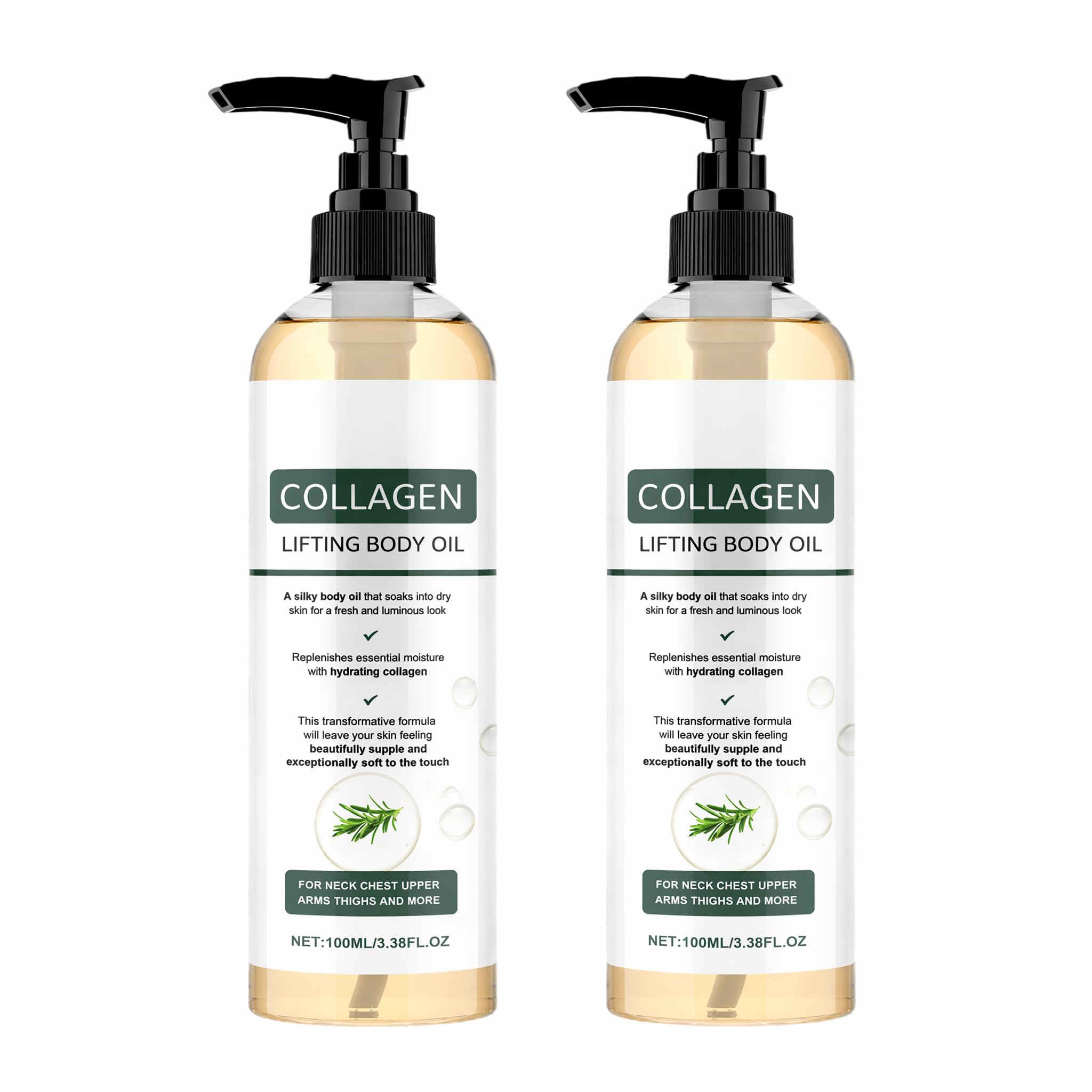 wooroo Collagen Lifting Body Oil, Collagen Oil, 3.38 Fl Oz -2pc