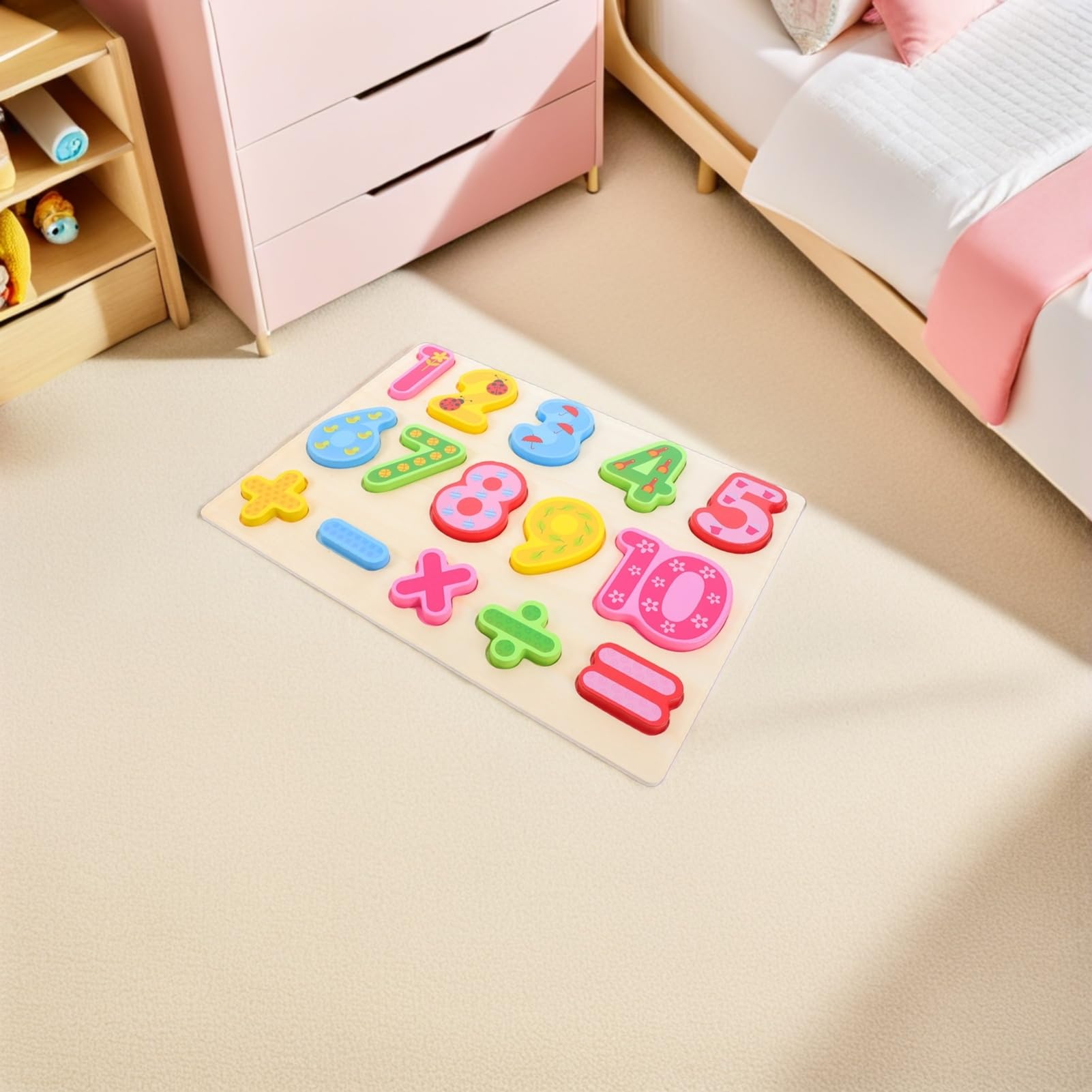 Holzpuzzle 3 Stück mit Alphabet, Zahlen und Formen | Lernspielzeug für Kleinkinder, Sortierbrett für Frühe Bildung, Fördert Feinmotorik und Farbzuordnung