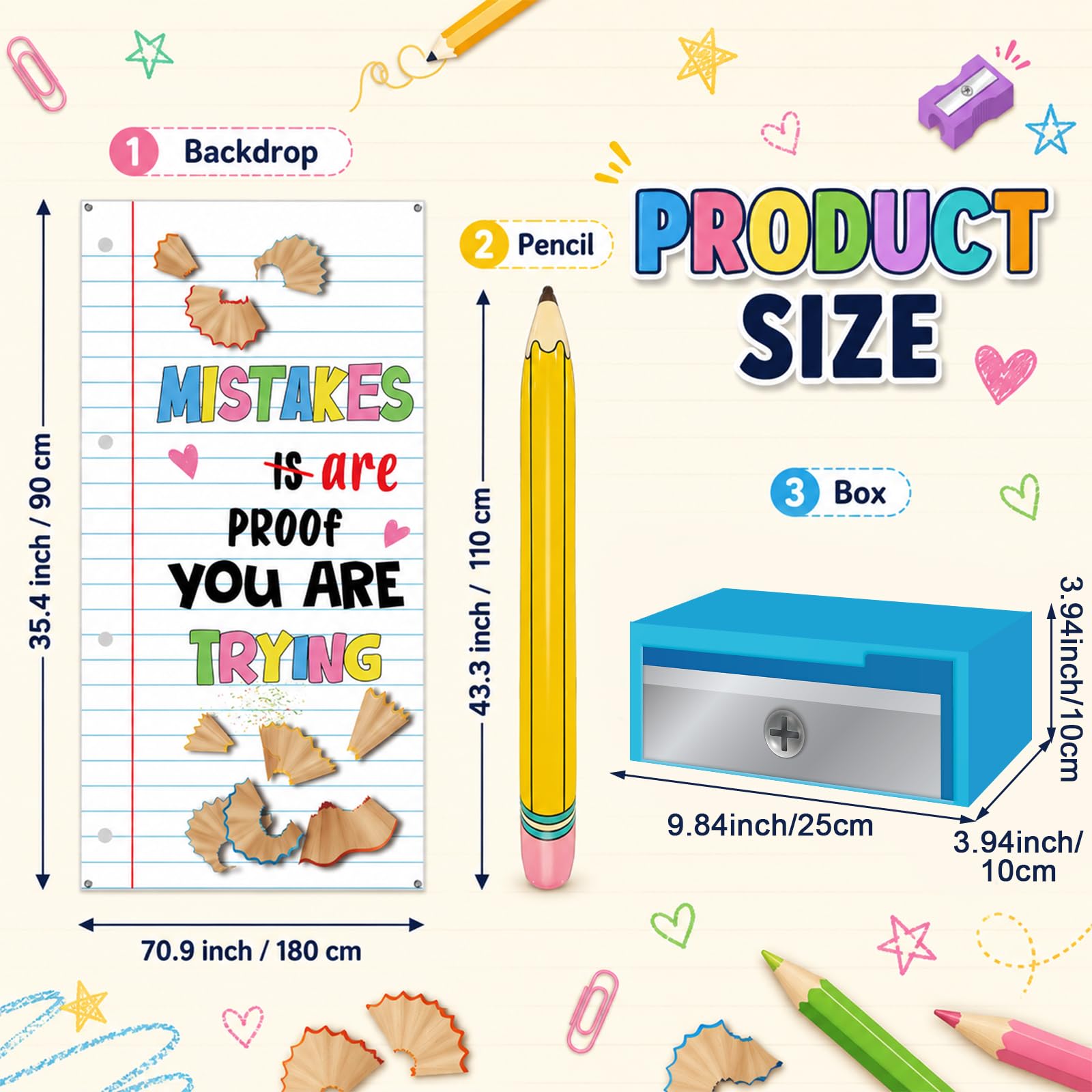 Notizbuch Bleistift Klassenzimmer Tür Dekor 3D Bleistift und Quader Bleistifte Box Notebook Tür Banner Zurück in die Schule Klassenzimmer Dekoration Zurück zur Schule Türabdeckung für Zuhause Schule