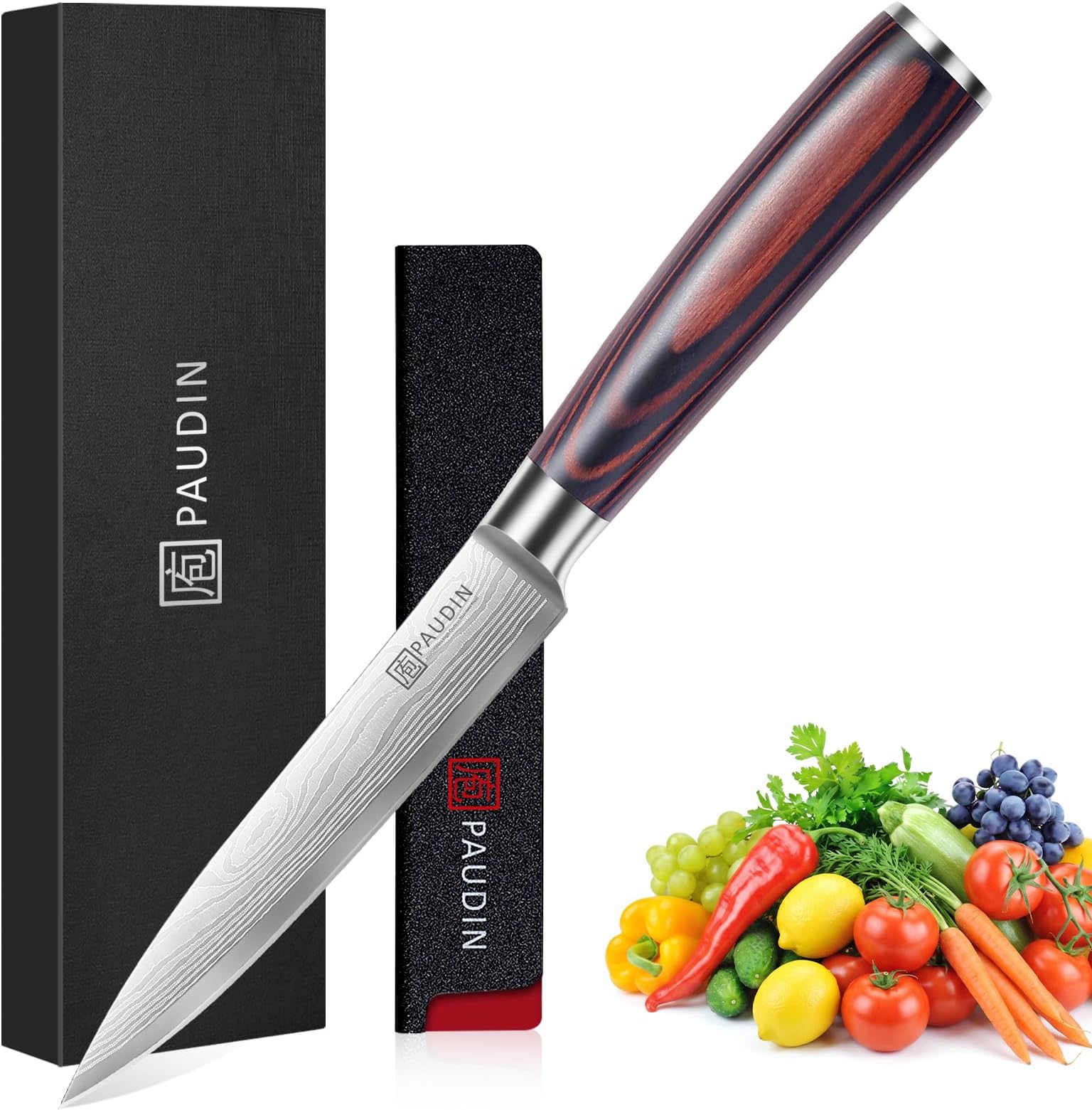 PAUDIN Paring Knife,5 Inch Small Peeling Knife for Fruit,Vegetable &Garnish