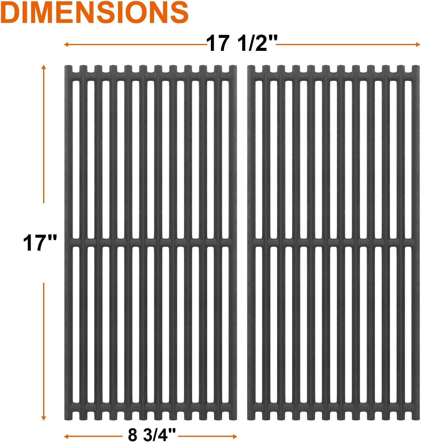 BBQ Future 17" Grill Grates for Charbroil 2-Burner Tru-Infrared Gas Grills 463644220 463642316 463632320 463632520, Cast Iron Cooking Grid Replacement Part G369-0030-W2 for Charbroil Grill Parts