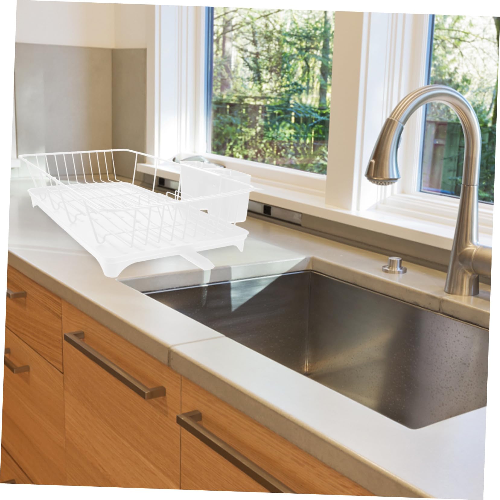 Escurreplatos de Cocina Grande con Drenaje Soporte para Utensilios y Platos Diseño Compacto para Ahorro de Espacio Encimeras Resistente y Reutilizable Color