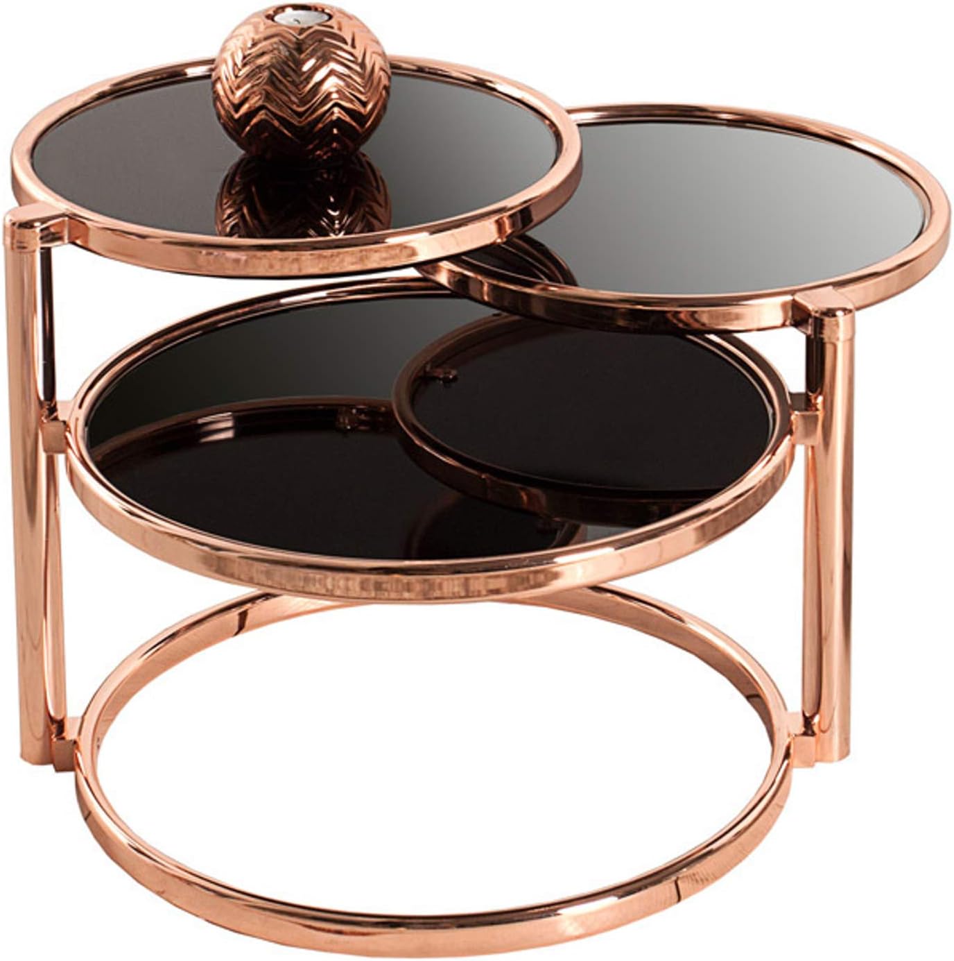 Invicta Interior Side Table in Art Deco Style - 3 levels - Chrome-plated - copper/black